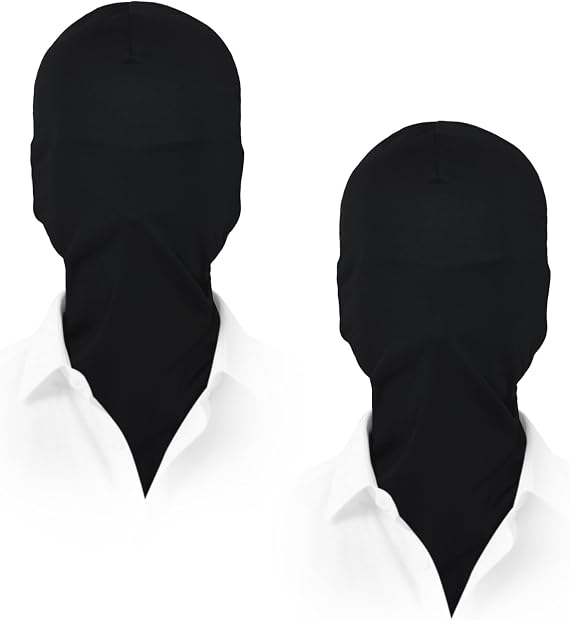 2 Pieces Black Full Face Mask Cover Faceless Skin Masks Halloween Spandex Adult Hood Mask for Unisex Cosplay