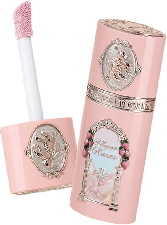Flower Knows Strawberry Cupid Liquid Teak | Natural Teak Lightweight Wear 12 Hours | Rococo Embossed Design Gift Ready Liquid Blush 01 Frosted Strawberry, 7g