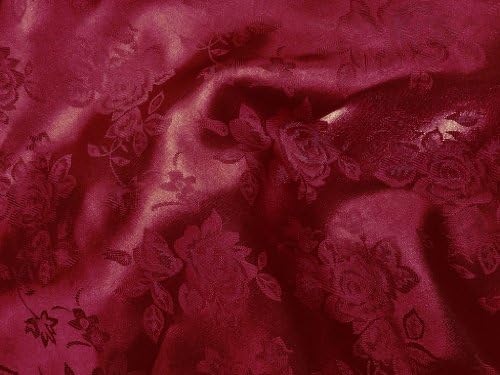 The Fabric Exchange Rose Satin Brocade Jacquard Fabric, 58 Inches Wide - Burgundy - Sold by The Yard