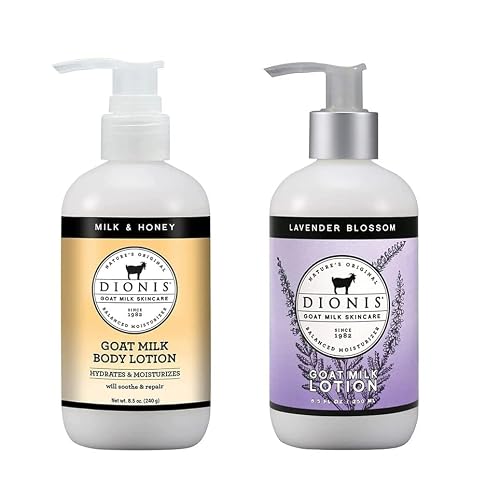 Dionis Goat Milk Skincare Milk & Honey and Lavender Blossom Lotion 8.5 oz each Creamy Daily Moisturizing Body Lotion Bundle