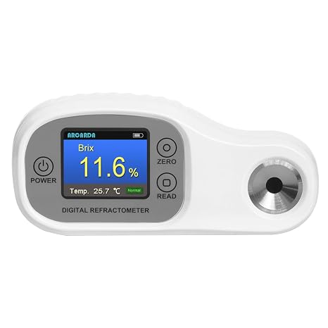 Digital Refractometer Brix Tester Fruit Meter Sugar for Honey Refractometer ATC Water (IHC2002) 13~25, Brix 58~92%, Baume 38~43, RI 1.4370~1.5233