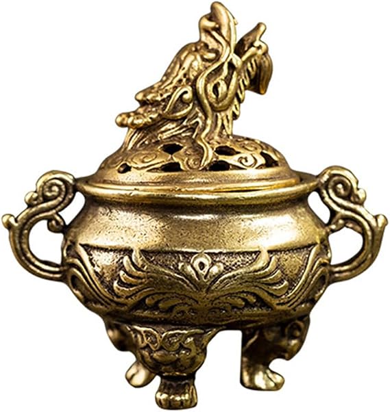 Amosfun Tripod Incense Burner Retro Brass Incense Holder Ornament 3-Leg Stable Home Decor for Meditation Aromatherapy Essential Oil Use 2.04 X 1.96 X 1.96 in
