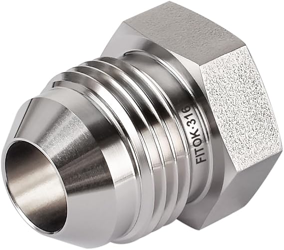 37 Degree Flared Tube Plug 3/4" JIC Male SAE070109 316 Stainless Steel 3500 psi, SS-TP-AN12