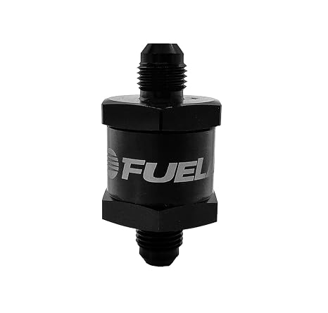 Fuelab Check Valve, 6 AN Male Inlet, 6 AN Male Outlet, 200 PSI Max, Aluminum, Black Anodized, Each | Black Anodized Finish, 200 PSI Max, Aluminum Body, 6AN Male Inlet/Outlet, Prevents Backflow