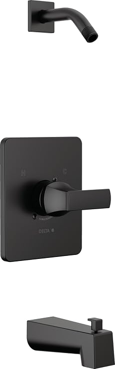 Delta Faucet Velum 14 Series Single-Function Black Tub and Shower Faucet Set, Valve Trim Kit, Shower Handle, Delta Shower Trim Kit, Matte Black T14437-BLLHD (Head and Valve Not Included)