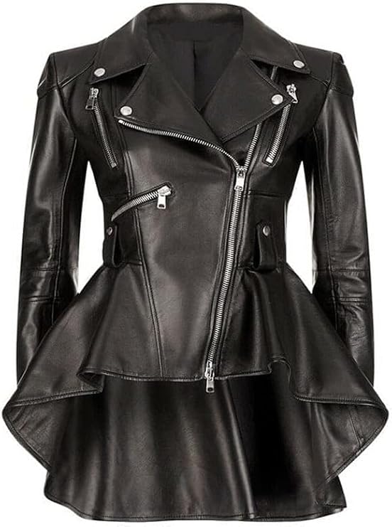 Womens Leather Black Red Peplum Jacket Women Peplum Tops Jackets & Coats for Women