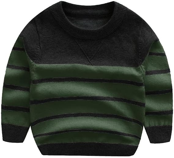Peecabe Baby Boys Cable Knit Striped Sweater Cotton Long Sleeve Fall Winter