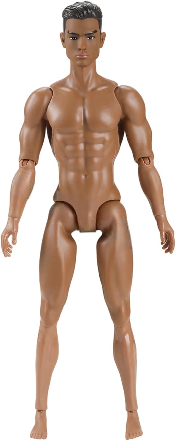 Custom Action Figures|1/6 Scale Action Figure Multi Jointed Posable Male Muscular Figure Body with Head for Display Doll Collection, Brown