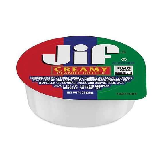 Jif Creamy Peanut Butter, 3/4 oz Plastic Portion Control Cup, 200 Count Case