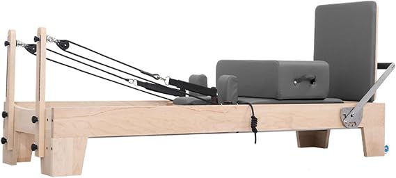 Reformer, Pilates Fitness Equipment, Pilates Reformer Machine Foldable for Studio Home Gym Yoga Workout, Superfiber Leather, Durable Springs, Maple Wood