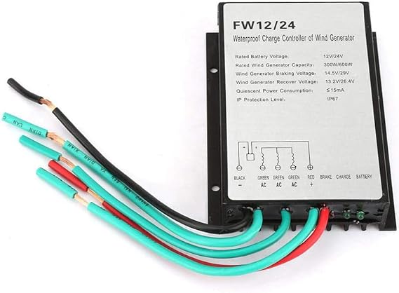 Wind Boost Charge Controller for 600W Wind Power 12V/24V IP67 Waterproof,Overvoltage Protection,Low Wind Speed Volatge PWM Windmill Regulator for Renewable Energy Systems (24, Volts)
