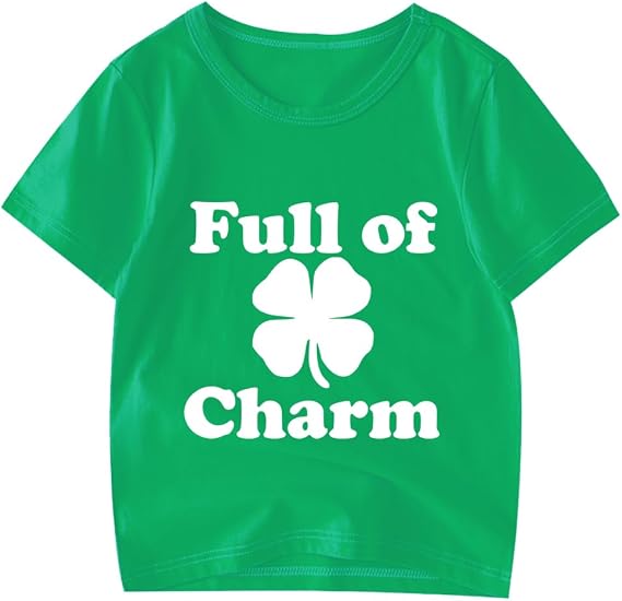 Kids St Patricks Day Shirt Boys Girls Irish Shamrock Clover Lucky Dinosaur Graphic Tees Toddler Short Sleeve T-Shirt Top