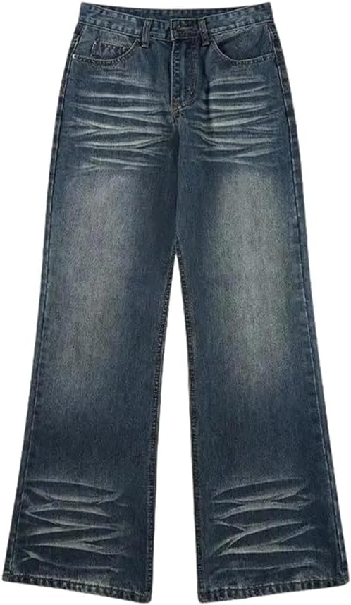 Men Flared Jeans Boot Cut Denim Pants Vintage Full Length Bell Bottom Trousers