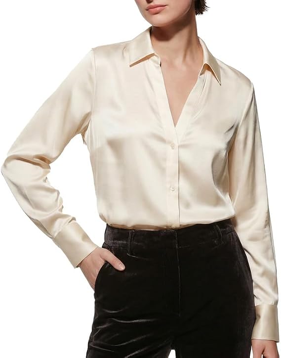 URBAN REVIVO Women's Long Sleeve Solid Shirt Perfect for Work and Dates