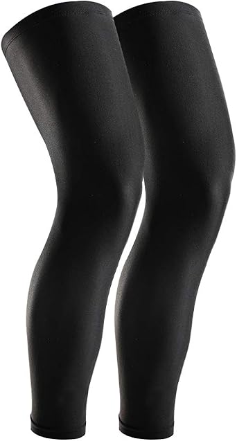 Full Leg sleeves UV Protection Leg Compression Sleeves for men and women 1 Pair BLACK, XLarge