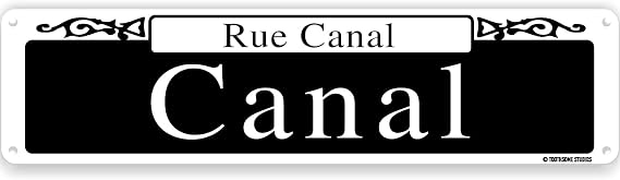 Rue Canal New Orleans Theme Street Sign 16" x 4" Tin Wall Decor French Quarter Mardi Gras Big Easy Luisiana Cajun Style Garage Home Bar Decoration (CanalStreet)