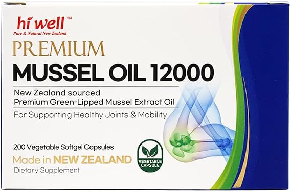 Hi Well Premium New Zealand Green-Lipped Mussel Oil //200 Softgel Capsules//Made in New Zealand //Sourced from Pristine New Zealand Waters(1)