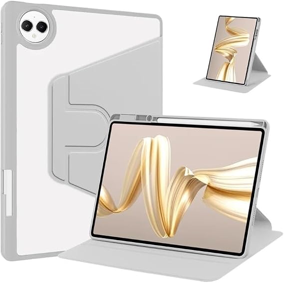 回転タブレットケース 対応Huawei 社 MatePad プロ 12.2 インチ 2024 MRO-W00 W10 アクリルハードタブレットカバーとペンスロットに適していますGranny grey
