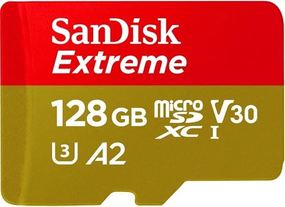 SanDisk Extreme microSD UHS I Card 128GB for 4K Video on Smartphones, Action Cams & Drones 190MB/s Read, 90MB/s Write