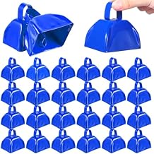 24 Pcs Metal Cowbells with Handle, Cow Bells Noise Makers for Sporting Events, Small Cow Bell Loud Bells Noisemaker Hand Percussion Cow Bells Noise Makers for Sporting Events, Football Games (Blue)