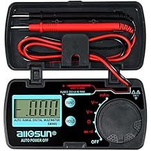 allsun Mini Auto Range Folding Digital Multimeter Automotive Tester AC DC Volt AMP Ohm LCD Travel Voltmeter Ammeter Continuity Tester Auto Power Off EM3082
