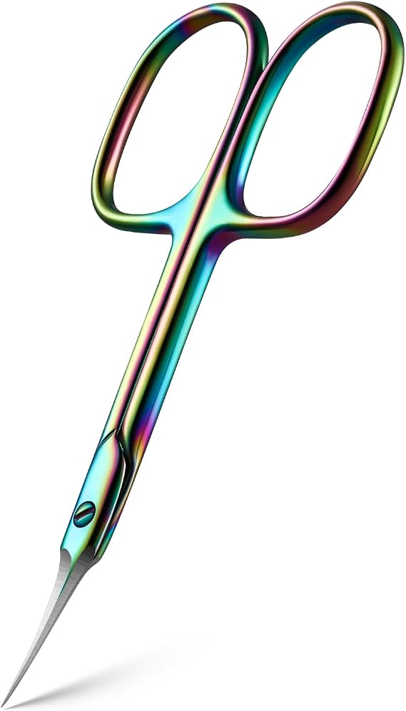BEZOX Curved Cuticle Scissors - Precision Manicure Scissor Nail Cuticle Trimmer, Professional Stainless Steel Nail Scissors for Cuticle Care, Cuticle Cutter Small Scissors for Women - Rainbow