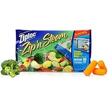 Ziploc Zip 'n Steam Food Storage Bags for Meal Prep, Healthy Meals in Minutes, Microwave Safe, 10 Count