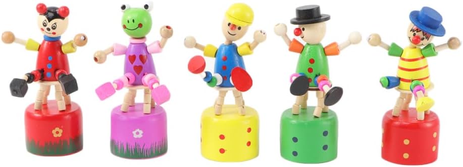 Garneck 5pcs Wooden Thumb Push Puppets - Fun Finger Puppets for Ages 3-5 Engaging Perfect for Home and Office Desk Decoration