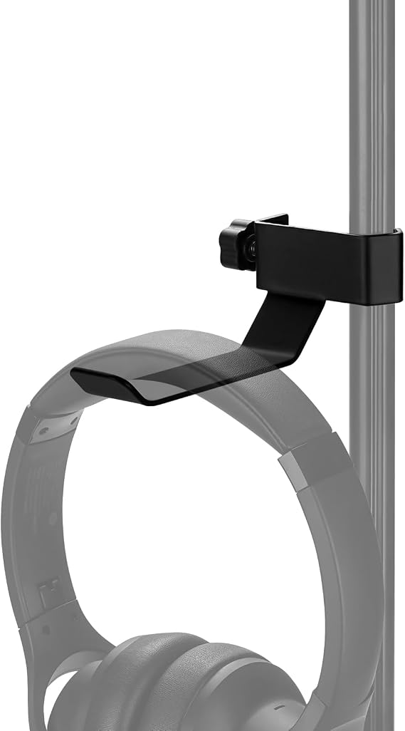 GEEKRIA for Creators Headphone Headset Holder Hanger Clip for Microphone Musical Stand, Universal Accessory, Can Hold Headphone, Tambourines, Cords (Black)