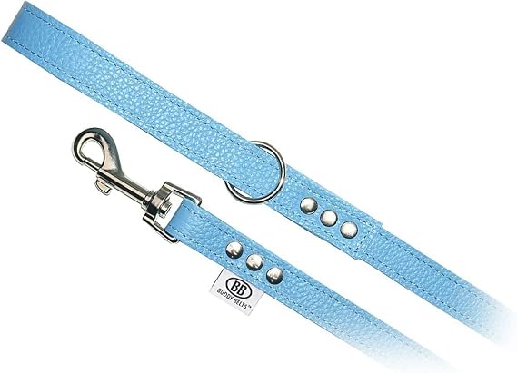 BUDDY BELT All Pebble Grain Leather Leash Blue - Premium Edition (3/4" x 4')