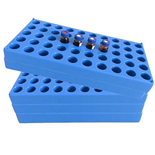 5 Packs Vial Rack, Single Blue Holds 50 Standard 12 mm 2 mL vials, Stackable Tube Rack Centrifuge Tubes Rack
