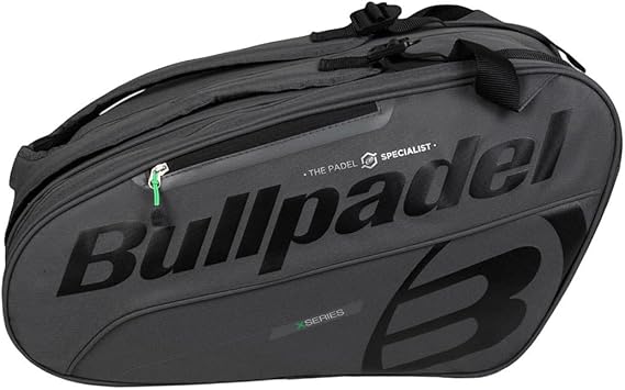 Bullpadel - Black racket bag, with pockets for rackets, compartment for clothing or equipment and auxiliary pockets, padded and handles for transport, large capacity and