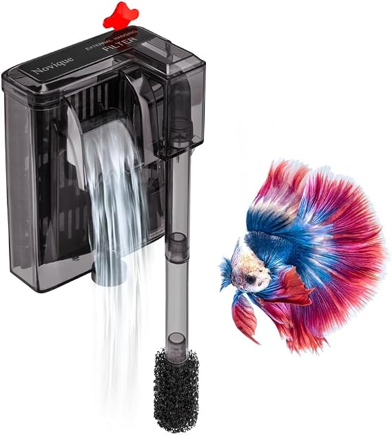 HOB Slim Aquarium Filter for Up to 5 Gallon Tank Ultra-Quiet Fish Tank Power Filter Flow Adjustable Suitable for Saltwater and Freshwater 42 GPH 3W