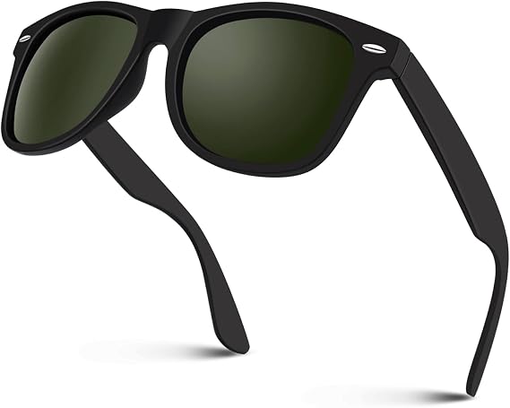 Sunier Polarized Sunglasses Men Women 80's Retro Classic Square Frame Mens Shades with 100% UV400 Protection