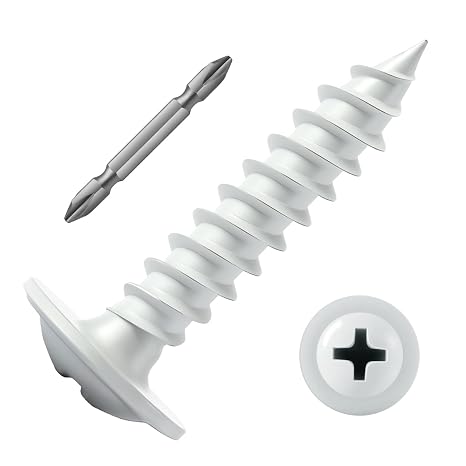 #8 x 3/4" Wood Screw 212Pcs White Alloy Steel Standard Thread Phillips Truss Head Fast Self Tapping