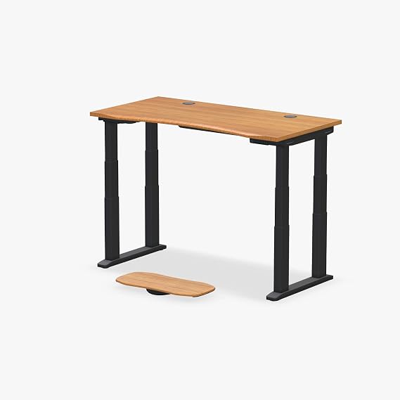 Uplift Bamboo Curve (60 x 30 inch) Electric Standing Desk V3 (Black) 4-Leg Adjustable Stand Up Desk, Advanced Keypad, Wire Grommets, Wire Management Tray, Bamboo Rocker-X Board