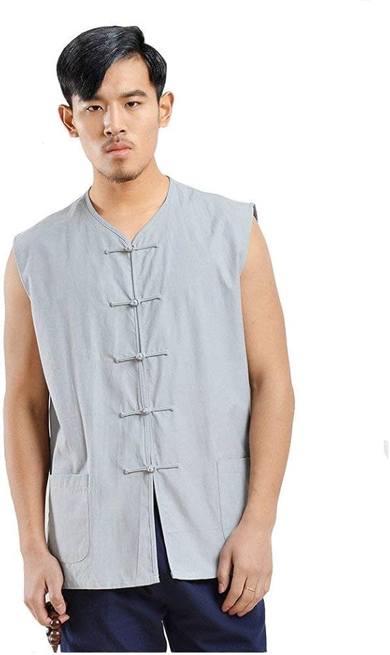 ZooBoo 100% Cotton Mens Tank Top Sleeveless Kungfu Shirt