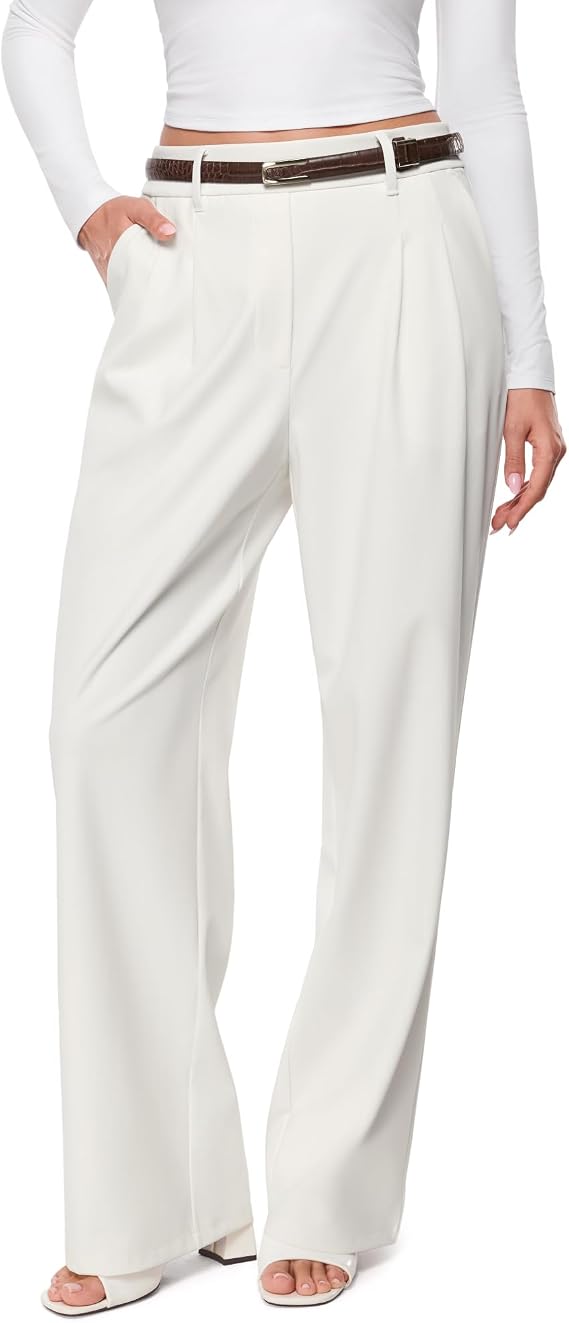 INLYRIC Women's Wide Leg Dress Pants Pull On