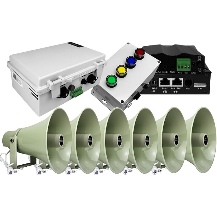 Warehouse & Factory VoIP Paging System 6 Horn Speakers