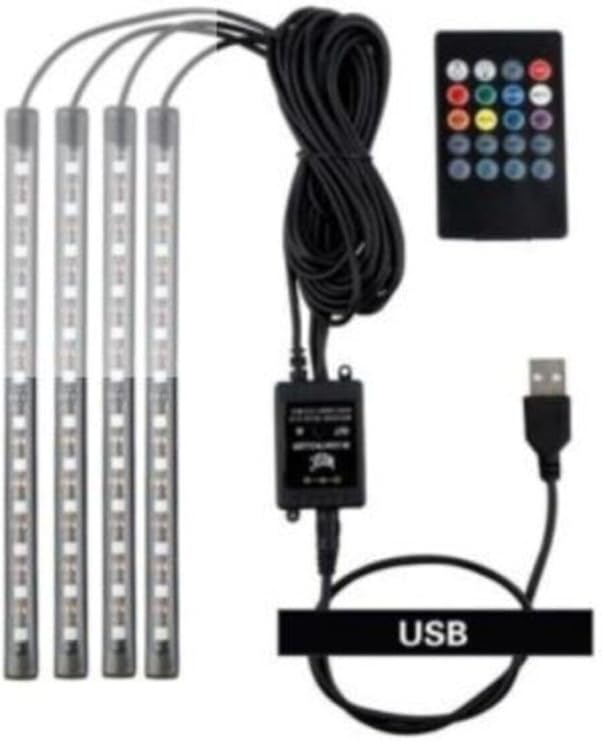 SAHLAN Araç Içi Aydınlatma Kumandalı Müziğe Duyarlı 12 Led Ayak Altı Led
