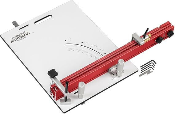 Woodpeckers AutoScale Miter Sled, Right, Phenolic Table Saw Crosscut Sled, Extendable Auto Adjust Fence, 0-60 Cuts, Leaf Spring Miter Bar