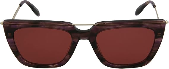 Alexander McQueen AM0169S 005 Sunglasses Violet Havana Gold Frame Burgundy Lens
