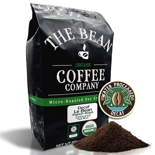 The Bean Organic Coffee Company Water Processed DECAF Le Bean, Dark French Roast, Ground Coffee, 5-Pound Bag, Cafe Molido Tostado Organico descafeinado