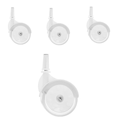 4pcs Baby Universal Replacement Wheels,Plastic Rubber Casters Infant Walker Wheels Replacement for Baby Trolley Front Back White Furniture Casters Accessories (Mounting Hole Diameter 0.39inch)