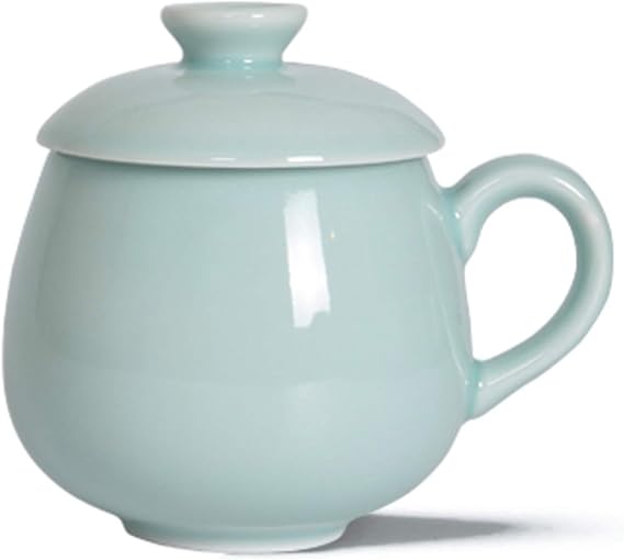 Ceramic Coffee Cup Porcelain Mug Water Mug With Lid Light Blue