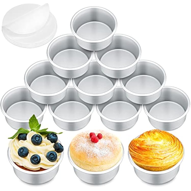 Gerrii 18 Pcs 4 Inch Cake Pans Nonstick Aluminum Small Round Cake Baking Pans Molds for Cheese, Pizza, Quiche, Home Party Baking Supplies, Leakproof and Easy Release