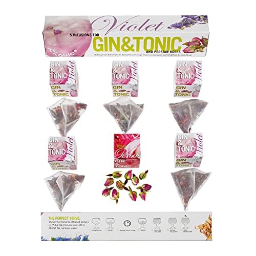 Te Tonic - Violet Gin Tonic Infusion - Five Exotic Flower Botanicals - Gin Tea Bags Kit - Gin Gift Set For Men And Women
