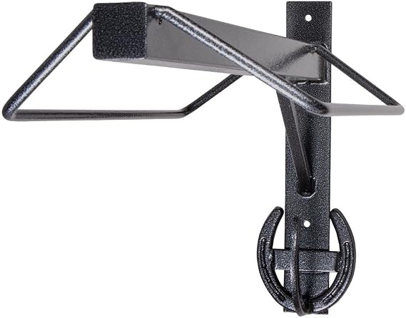 EASY-UP Pro Series Saddle Rack w/Horseshoe Bridle Hanger | Mounted Rack for Saddles and Bridles, Sturdy Steel Frame, Fits All Saddle Types, Stylish Horseshoe Hanger, |