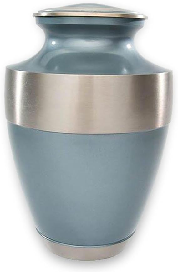 Athens Blue Adult Cremation Urn by Beautiful Life Urns - Classic, Elegant Brass Funeral Urn (Large)