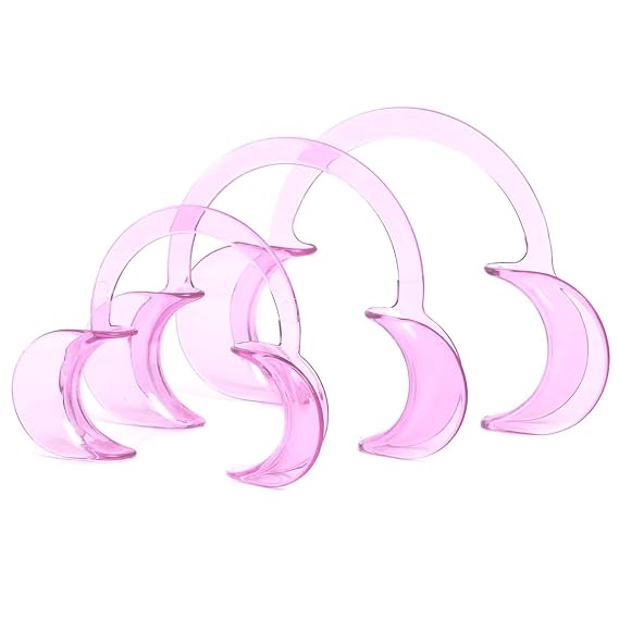 Dental Cheek Retractor Mouth Opener for Teeth Whitening C-Shape (Size S, M, L Pack of 3) (Pink)